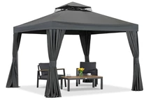 Antracīta dārza paviljons ar aizkariem Valencia 4x4m Garden Point