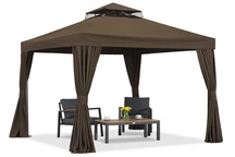 Brūns dārza paviljons ar aizkariem Valencia 3x3m Garden Point