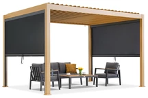 Lagos 3x4 brīvstāvoša terases lapene ar 3 m Garden Point koka roletiem - antracīta krāsā