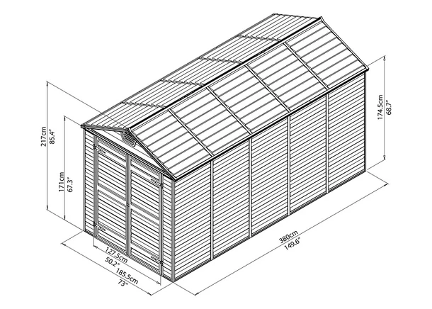 Wymiary produktu JUMTA LOGU INSTRUMENTU MĀJA 1855 X 3800 - 185x380x217